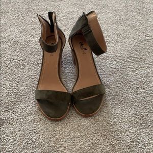 Olive green block heels